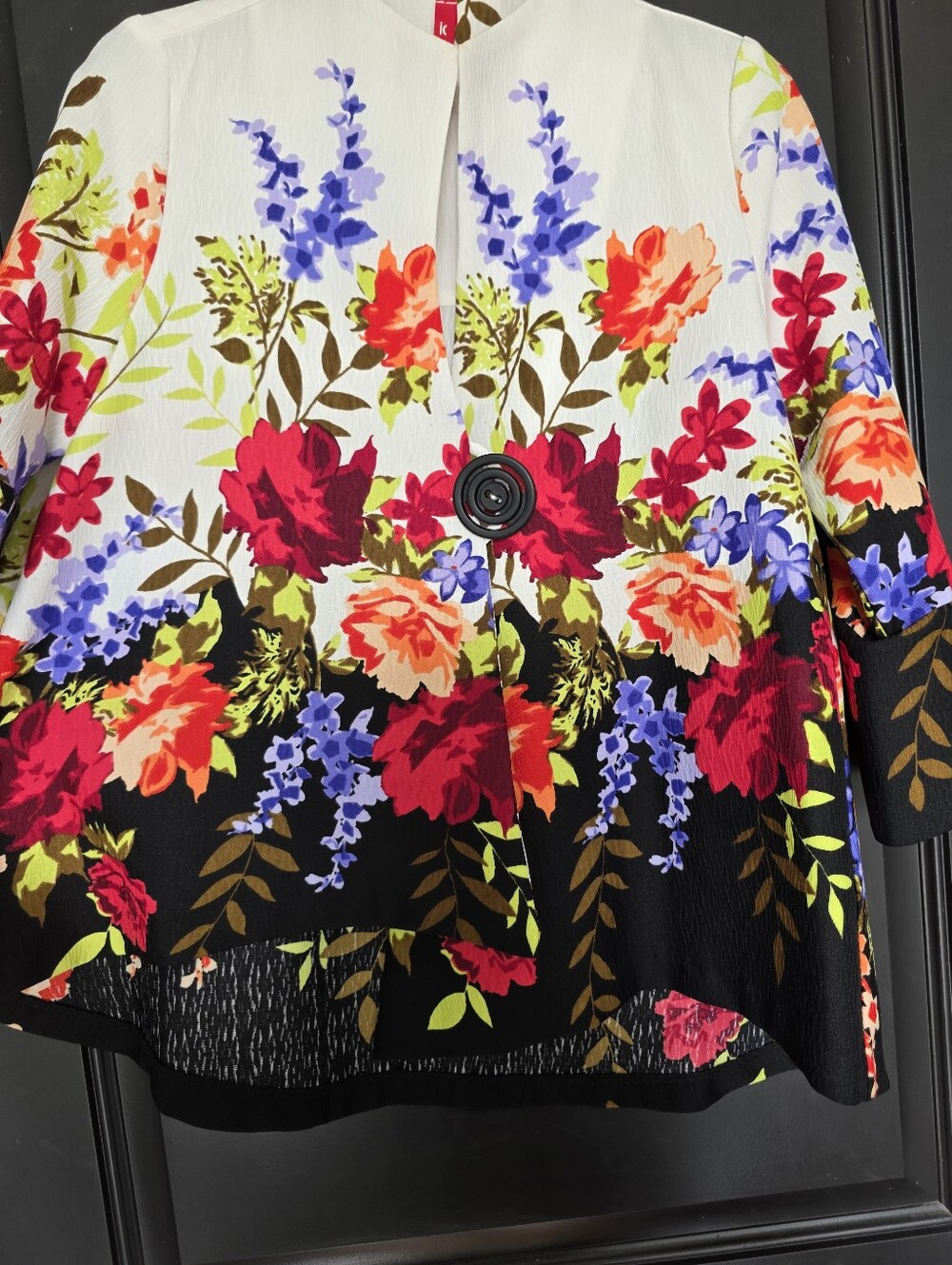 IC by Connie K Floral Button Front Jacket Blazer Top Multicolor Sz S Art To Wear - Picture 3 of 9